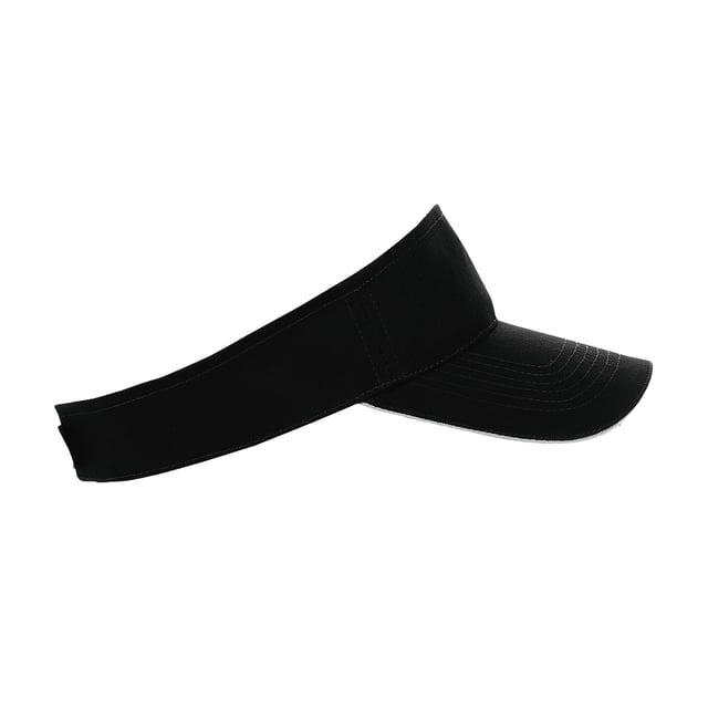 Unisex sun visor. Pre-curved contrast sandwich peak. Tear release adjustable fastening. Fabric: 100% Cotton.