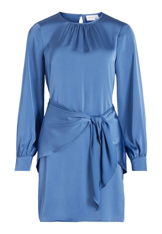 Light Blue Long Sleeve Dress with Hook Button Fastening
  Brand: Vila Clothes
  Gender: Women
  Type: Dresses
  Season: Spring/Summer
  Color: Light blue
  Pattern: Plain
  Fastening: Hook button
  Sleeves: Long
  Neckline: Round neck
  Details: Short
  Composition: 100% polyester
Material: 100% polyester