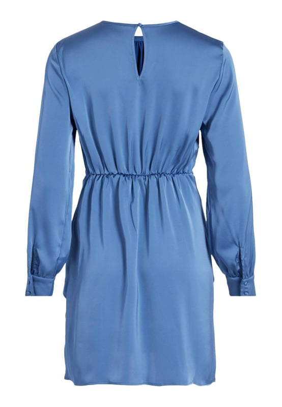 Light Blue Long Sleeve Dress with Hook Button Fastening
  Brand: Vila Clothes
  Gender: Women
  Type: Dresses
  Season: Spring/Summer
  Color: Light blue
  Pattern: Plain
  Fastening: Hook button
  Sleeves: Long
  Neckline: Round neck
  Details: Short
  Composition: 100% polyester
Material: 100% polyester