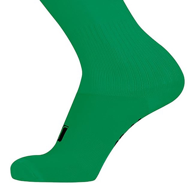 Knee length with ribbed opening. Branding to top of foot. Material: 80% polyester 15% cotton 5% spandex. Children shoe size 11.5-2.5, 3.5-6.