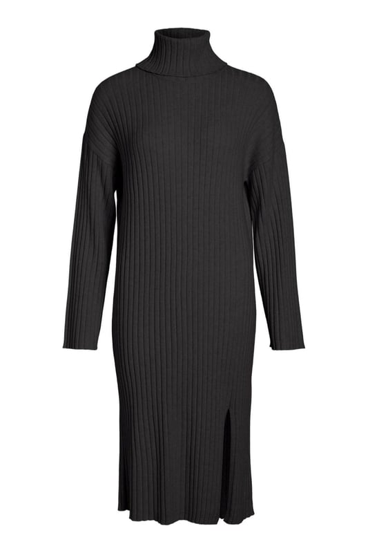 Our styles are designed with a trendy fitted look in mind following an international size standard. For the best fit we suggest choosing one size up from your usual. Be sure to check our sizing chart to find your perfect match!
  Brand: Vila Clothes
  Gender: Women
  Type: Dresses
  Season: Fall/Winter
  Color: Black
  Pattern: Plain
  Fastening: Slip on
  Sleeves: Long
  Neckline: Turtleneck
  Composition: 27% nylon 23% polyester 50% viscose
  Washing: Handwash
Material: 27% nylon - 23% polyester - 50% viscose