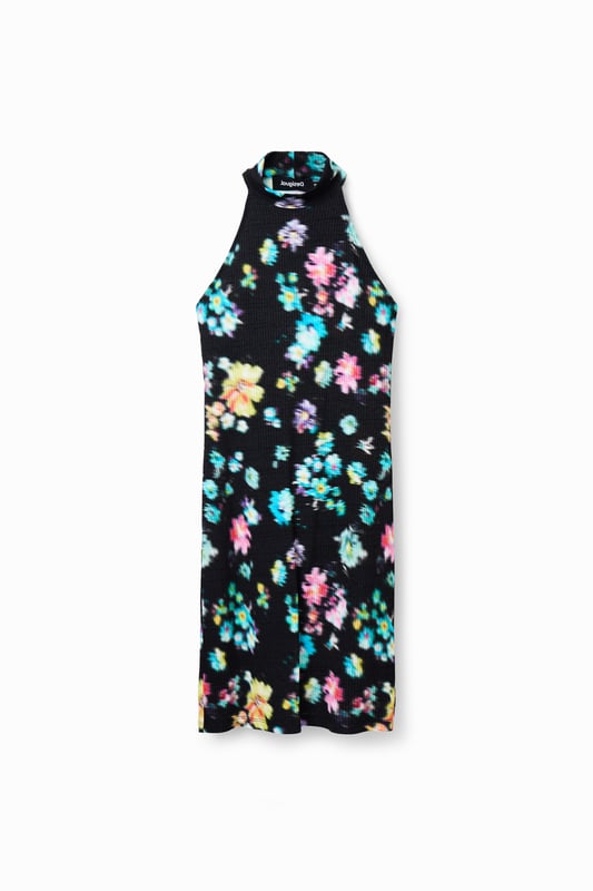 Brand: Desigual
  Gender: Women
  Type: Dresses
  Season: Spring/Summer
  Color: black
  Pattern: print
  Sleeves: sleeveless
  Neckline: round neck
  Composition:
  5% elastane
  95% viscose
  Washing: machine wash at 30Â°
Material: Polyester