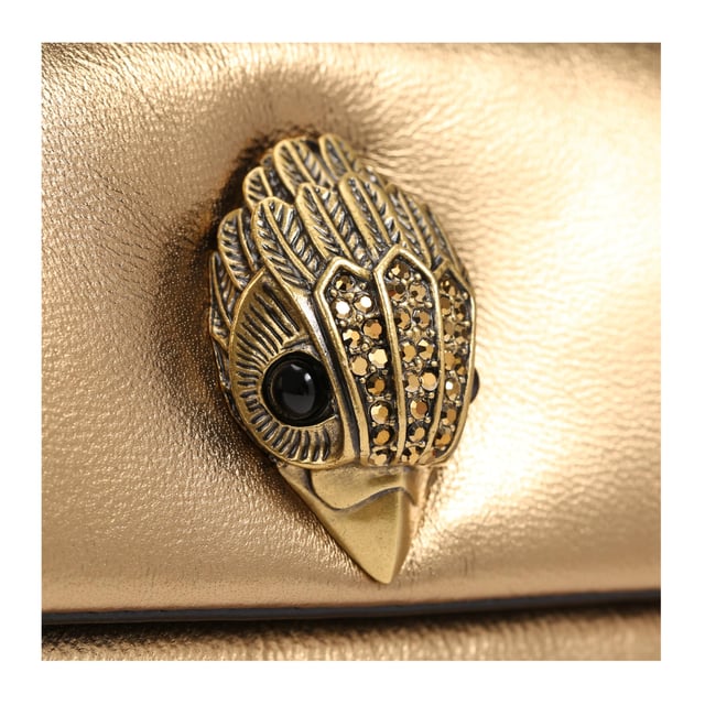 The KGL Mini Kew Bag is crafted from a smooth lambskin leather. The gold-coloured metal eagle head features crystals on the front flap. 14cm (H), 20cm (L), 6cm (D). Strap drop cross body: 120cm. Strap drop shoulder: 70cm.