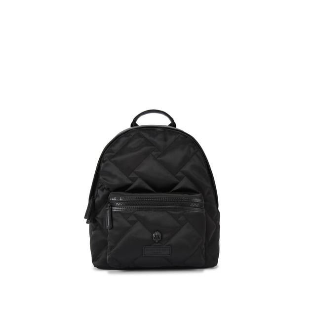 This Nylon Drench backpack arrives in black with overstitch quilted design. There is a black eagle head on the large front pocket. 34cm (H), 26cm (L), 12cm (D). Strap lengths: 85cm.