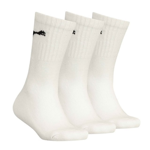 3er-Pack. 77% Baumwolle, 21% Polyamid, 2% Elastan. Gewebe: Dobby, Weiche Haptik. Marke: Puma. Design: Logo, gerippt. Gewebetechnik: Stoßdämpfend. Sohle: gepolstert. Flache Naht an der Zehe.