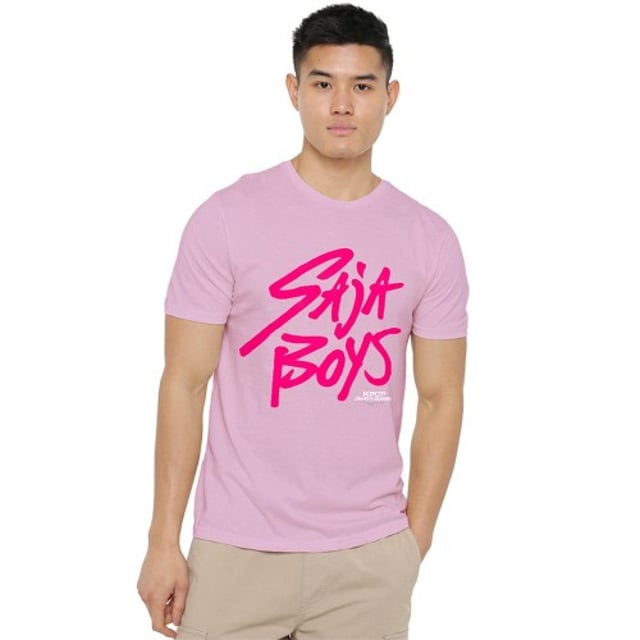 T-shirt Enfant K-Pop Demon Hunters - Saja Boys Logo Rose Sur Fond Noir - Taille 9-11 Ans - Coton De Qualité