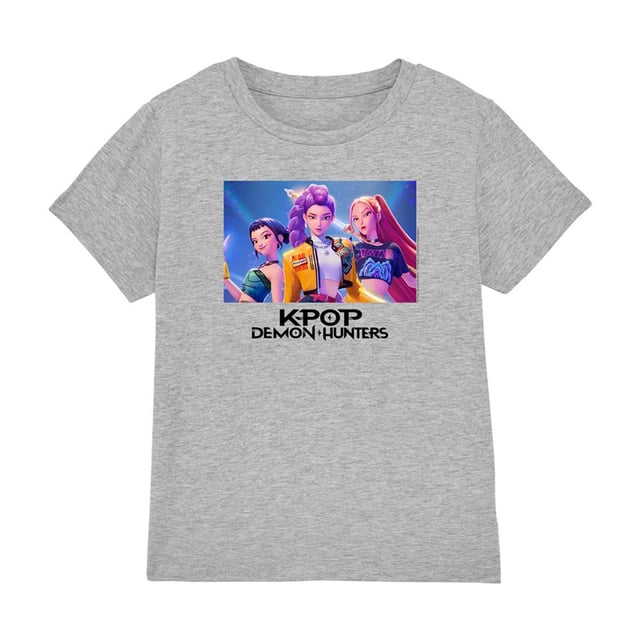 100% Ringspun Cotton. Fabric: Midweight, Pre-Shrunk, Weave. Characters: Huntr/X. Design: Logo, Photograph. Neckline: Crew Neck, Ribbed. Sleeve-Type: Short-Sleeved. Hem: Straight. Fabric Technology: Breathable, Fade Resistant. Tagless. 100% Officially Licensed. Fit: Regular. 3-4 Years: 27 in. 9-11 Years: 36 in. 5-6 Years: 29 in. 12-13 Years: 39 in. 7-8 Years: 32 in.