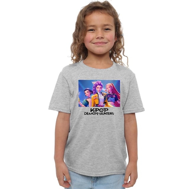 100% Ringspun Cotton. Fabric: Midweight, Pre-Shrunk, Weave. Characters: Huntr/X. Design: Logo, Photograph. Neckline: Crew Neck, Ribbed. Sleeve-Type: Short-Sleeved. Hem: Straight. Fabric Technology: Breathable, Fade Resistant. Tagless. 100% Officially Licensed. Fit: Regular. 3-4 Years: 27 in. 9-11 Years: 36 in. 5-6 Years: 29 in. 12-13 Years: 39 in. 7-8 Years: 32 in.