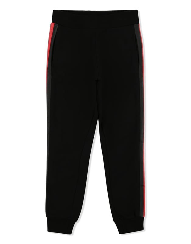 The brand's monogram is the defining feature of these cotton fleece sweatpants. It is embroidered on the right rear pocket. Contrasting sidebands are printed on both legs. Two slit pockets on the front and one on the back. Ribbed waistband and bottom cuffs.