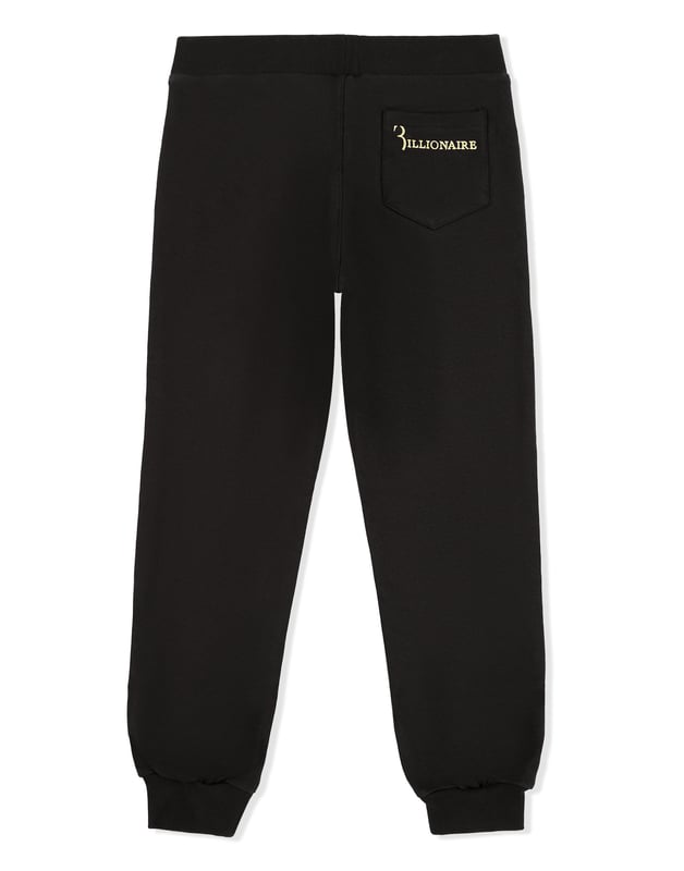 The brand's lettering is the defining feature of these gauzed cotton fleece sweatpants. It is embroidered on the right rear pocket. Two slit pockets on the front and one on the back. Ribbed waistband and bottom cuffs.