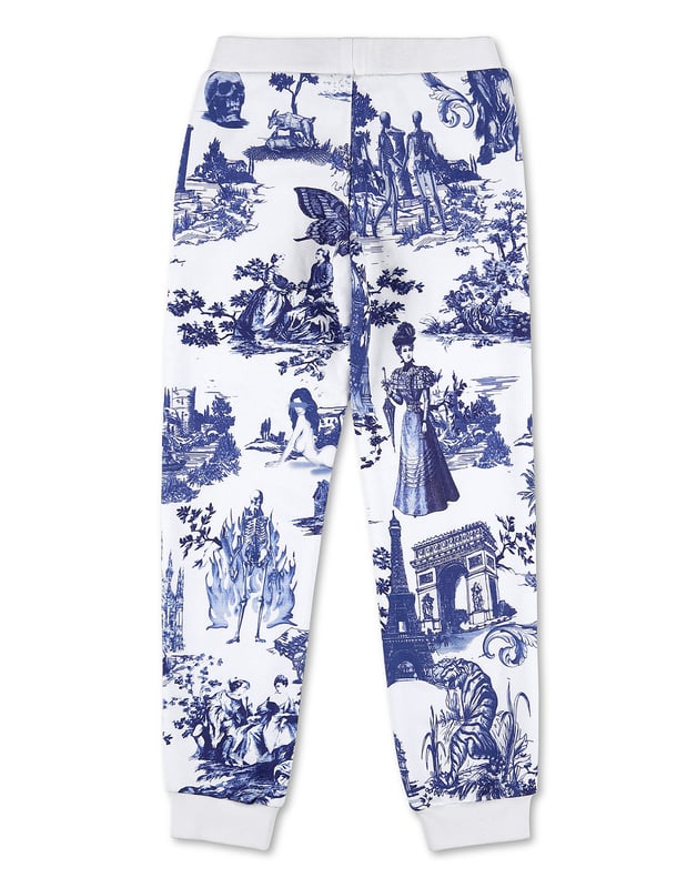 Verfraaid  En-PLEIN-air print cotton fleece pants. Two welt pockets. Rib knit waistband and bottom cuffs.
