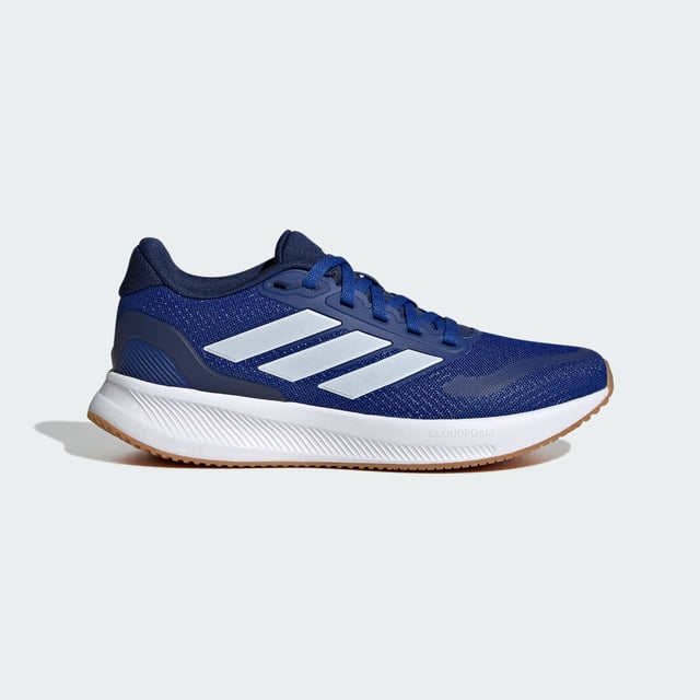 Runfalcon 5 Shoes Kids Run, play, repeat — these juniors' adidas sneakers support you on the go. Low-key retro styling meets modern comfort in a shoe designed for adventurous spirits. A Cloudfoam midsole puts a spring in your step while the textile upper feels cool and comfortable. Classic laces provide a secure fit so you can go ahead and push your limits.This product features at least 20% recycled materials. By reusing materials that have already been created, adidas help to reduce waste and our reliance on finite resources and reduce the footprint of the products adidas make. - Regular fit - Lace closure - Textile upper - Textile lining - Cloudfoam midsole - Rubber outsole - Contains at least 20% recycled content Shipped by adidas
