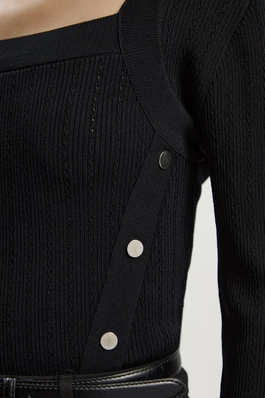 Dome Button Detail Knitted Top