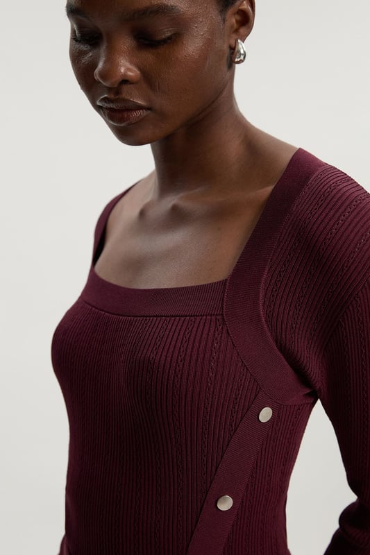 Dome Button Detail Knitted Top
