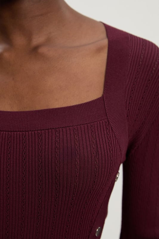 Dome Button Detail Knitted Top