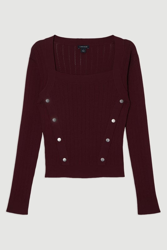 Dome Button Detail Knitted Top