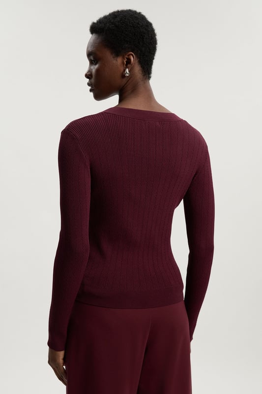 Dome Button Detail Knitted Top