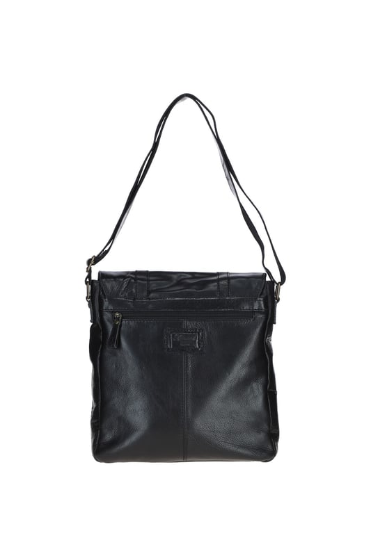 This premium leather messenger bag features brass hardware, a spacious main compartment, two front buckle pockets, and a back zip pocket for easy access. Inside, it offers two pockets and a compartment for organisation, along with an adjustable shoulder strap and fully lined branded interior. Dimensions: (L) 32 cm x (W) 11 cm x (H) 33 cm.