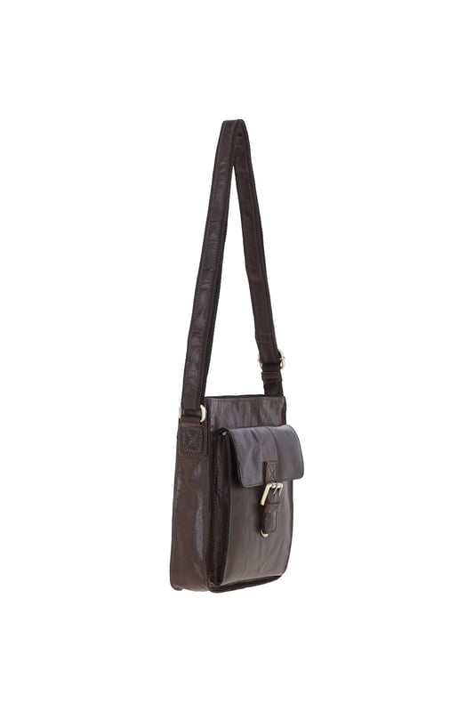 Crafted for style and convenience, this leather flap over side bag is the perfect hands-free companion for daily outings. With a spacious main compartment secured by a magnetic flap closure, it also features 2 outer pockets for quick-access items and 2 internal pockets to keep essentials organized. The gold-coloured hardware adds a refined touch, while the adjustable strap with a 35–72 cm drop length offers versatile wear as a crossbody or shoulder bag. Dimensions: 20 cm (L) x 7.5 cm (W) x 24 cm (H).