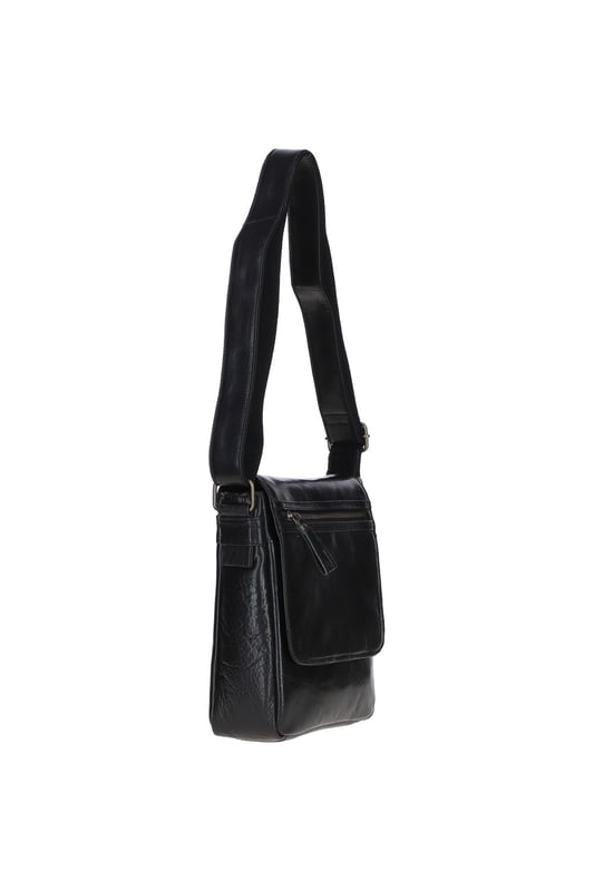 This sleek leather messenger bag combines practicality and style, making it perfect for daily use. Crafted from premium leather with brass hardware, it features a spacious main compartment, two internal pockets, an outer compartment, and two outer zip pockets for easy access and organisation. The adjustable shoulder strap ensures a comfortable fit, with a drop down strap length of 35 cm. Dimensions: (L) 23 cm x (W) 8 cm x (H) 25 cm.
