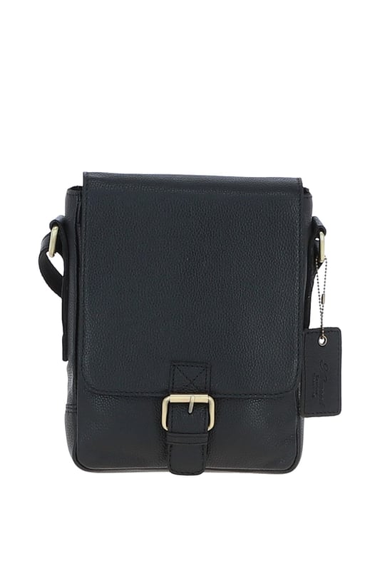 This compact leather flap over bag blends timeless craftsmanship with everyday practicality, making it ideal for city outings or casual wear. It features a spacious main compartment secured with a flap and magnetic closure, along with 2 outer zip pockets for added storage. The design is finished with elegant gold-coloured hardware and clean, structured lines. Its adjustable strap, with a drop length of 51–70 cm, offers flexibility for both crossbody and shoulder wear. Dimensions: (L) 19 cm x (W) 5.5 cm x (H) 25 cm.