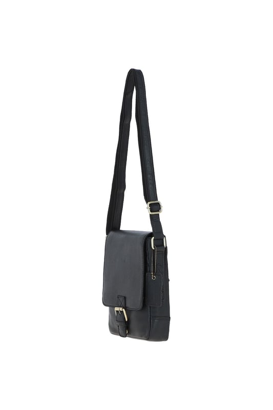 This compact leather flap over bag blends timeless craftsmanship with everyday practicality, making it ideal for city outings or casual wear. It features a spacious main compartment secured with a flap and magnetic closure, along with 2 outer zip pockets for added storage. The design is finished with elegant gold-coloured hardware and clean, structured lines. Its adjustable strap, with a drop length of 51–70 cm, offers flexibility for both crossbody and shoulder wear. Dimensions: (L) 19 cm x (W) 5.5 cm x (H) 25 cm.