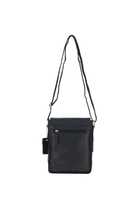 This compact leather flap over bag blends timeless craftsmanship with everyday practicality, making it ideal for city outings or casual wear. It features a spacious main compartment secured with a flap and magnetic closure, along with 2 outer zip pockets for added storage. The design is finished with elegant gold-coloured hardware and clean, structured lines. Its adjustable strap, with a drop length of 51–70 cm, offers flexibility for both crossbody and shoulder wear. Dimensions: (L) 19 cm x (W) 5.5 cm x (H) 25 cm.