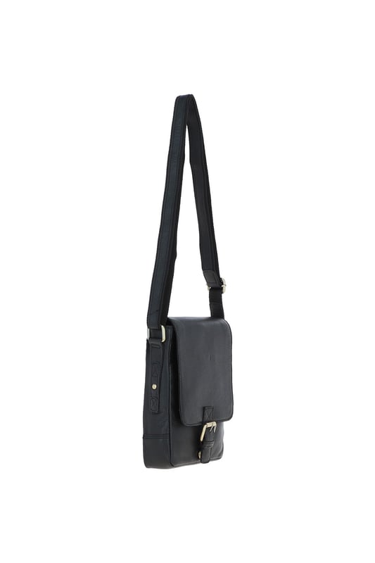 This compact leather flap over bag blends timeless craftsmanship with everyday practicality, making it ideal for city outings or casual wear. It features a spacious main compartment secured with a flap and magnetic closure, along with 2 outer zip pockets for added storage. The design is finished with elegant gold-coloured hardware and clean, structured lines. Its adjustable strap, with a drop length of 51–70 cm, offers flexibility for both crossbody and shoulder wear. Dimensions: (L) 19 cm x (W) 5.5 cm x (H) 25 cm.