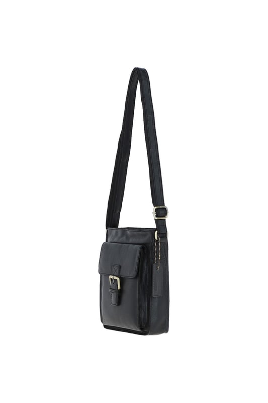 Crafted for style and convenience, this leather flap over side bag is the perfect hands-free companion for daily outings. With a spacious main compartment secured by a magnetic flap closure, it also features 2 outer pockets for quick-access items and 2 internal pockets to keep essentials organized. The gold-coloured hardware adds a refined touch, while the adjustable strap with a 35–72 cm drop length offers versatile wear as a crossbody or shoulder bag. Dimensions: 20 cm (L) x 7.5 cm (W) x 24 cm (H).