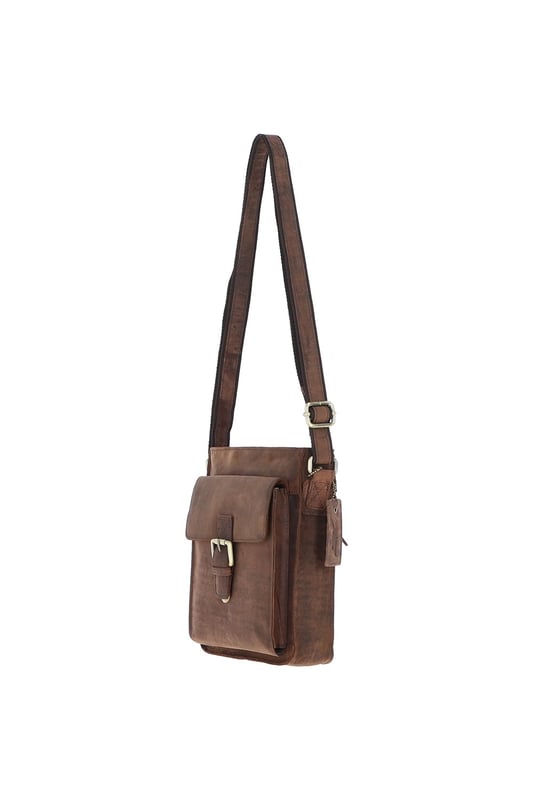 Crafted for style and convenience, this leather flap over side bag is the perfect hands-free companion for daily outings. With a spacious main compartment secured by a magnetic flap closure, it also features 2 outer pockets for quick-access items and 2 internal pockets to keep essentials organized. The gold-coloured hardware adds a refined touch, while the adjustable strap with a 35–72 cm drop length offers versatile wear as a crossbody or shoulder bag. Dimensions: 20 cm (L) x 7.5 cm (W) x 24 cm (H).