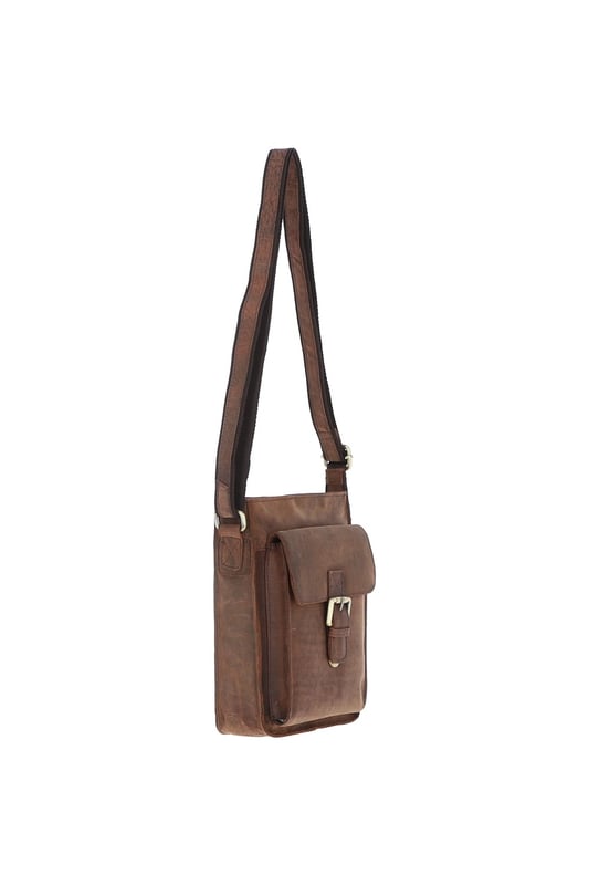Crafted for style and convenience, this leather flap over side bag is the perfect hands-free companion for daily outings. With a spacious main compartment secured by a magnetic flap closure, it also features 2 outer pockets for quick-access items and 2 internal pockets to keep essentials organized. The gold-coloured hardware adds a refined touch, while the adjustable strap with a 35–72 cm drop length offers versatile wear as a crossbody or shoulder bag. Dimensions: 20 cm (L) x 7.5 cm (W) x 24 cm (H).