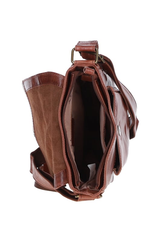This stylish leather messenger bag combines functionality and elegance, ideal for everyday use. Made from premium leather with brass hardware, it offers a spacious main compartment, two internal pockets, one outer compartment, and a convenient back zip pocket for easy access. The adjustable shoulder strap ensures a comfortable fit, and the fully lined interior adds durability and a touch of luxury. Dimensions: (L) 23 cm x (W) 10 cm x (H) 25 cm with a drop-down strap length of 34 cm.