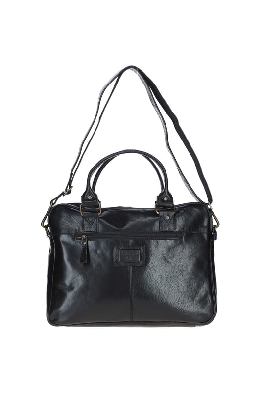 This premium leather laptop bag combines style and functionality, featuring a spacious main compartment, two front buckle pockets for organisation, and sturdy handles with brass hardware. It includes an adjustable, detachable shoulder strap and a fully lined branded interior. Dimensions: (L) 41 cm x (W) 11 cm x (H) 31 cm with a 30 cm shoulder strap drop length.