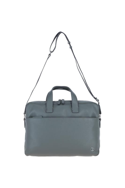 The Brampton Leather Laptop Bag combines style and functionality, crafted from 100% genuine leather for modern professionals. It features a padded laptop compartment, two external zip pockets, an external slip-in pocket, seven internal slip-in pockets, and an internal zip pocket for valuables. Equipped with a sturdy top handle and adjustable shoulder strap, this sleek and durable bag is perfect for commuting and business travel, gaining character with use. Dimensions: (L) 39.5 cm x (H) 30 cm x (W) 8.5 cm, with a strap length of 63.5 cm (longest) and 36 cm (shortest).