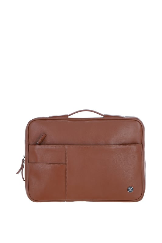 The Brampton London Leather Organizer is a sleek, compact accessory made from 100% genuine leather, perfect for work or travel. It features a spacious main compartment with a laptop section, multiple internal slip-in pockets for organised storage, and external zip pockets for quick access. This durable and stylish leather organiser combines practicality and elegance in one compact design. Dimensions: (L) 36 cm x (W) 4.5 cm x (H) 25.5 cm.