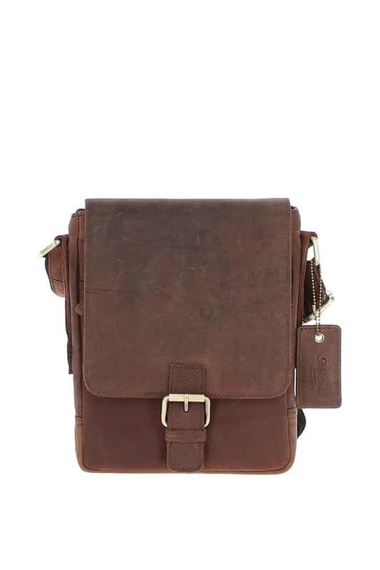 This compact leather flap over bag blends timeless craftsmanship with everyday practicality, making it ideal for city outings or casual wear. It features a spacious main compartment secured with a flap and magnetic closure, along with 2 outer zip pockets for added storage. The design is finished with elegant gold-coloured hardware and clean, structured lines. Its adjustable strap, with a drop length of 51–70 cm, offers flexibility for both crossbody and shoulder wear. Dimensions: (L) 19 cm x (W) 5.5 cm x (H) 25 cm.