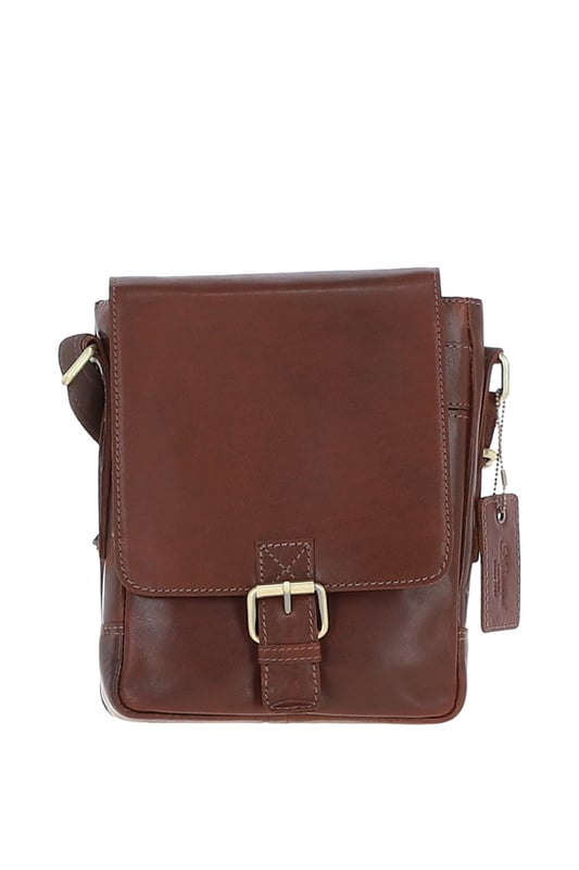 This compact leather flap over bag blends timeless craftsmanship with everyday practicality, making it ideal for city outings or casual wear. It features a spacious main compartment secured with a flap and magnetic closure, along with 2 outer zip pockets for added storage. The design is finished with elegant gold-coloured hardware and clean, structured lines. Its adjustable strap, with a drop length of 51–70 cm, offers flexibility for both crossbody and shoulder wear. Dimensions: (L) 19 cm x (W) 5.5 cm x (H) 25 cm.