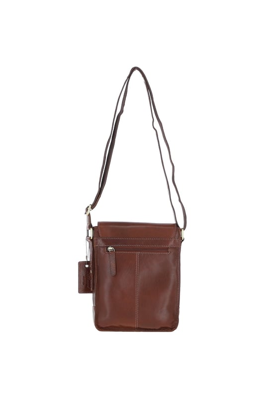 This compact leather flap over bag blends timeless craftsmanship with everyday practicality, making it ideal for city outings or casual wear. It features a spacious main compartment secured with a flap and magnetic closure, along with 2 outer zip pockets for added storage. The design is finished with elegant gold-coloured hardware and clean, structured lines. Its adjustable strap, with a drop length of 51–70 cm, offers flexibility for both crossbody and shoulder wear. Dimensions: (L) 19 cm x (W) 5.5 cm x (H) 25 cm.