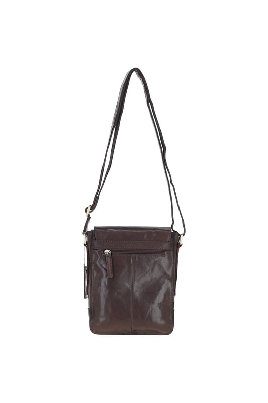 This compact leather flap over bag blends timeless craftsmanship with everyday practicality, making it ideal for city outings or casual wear. It features a spacious main compartment secured with a flap and magnetic closure, along with 2 outer zip pockets for added storage. The design is finished with elegant gold-coloured hardware and clean, structured lines. Its adjustable strap, with a drop length of 51–70 cm, offers flexibility for both crossbody and shoulder wear. Dimensions: (L) 19 cm x (W) 5.5 cm x (H) 25 cm.