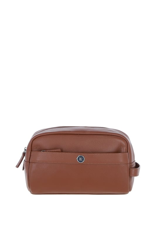 The Brampton Leather Washbag is a stylish and practical accessory crafted from 100% genuine leather, perfect for organising grooming essentials during travel or daily use. Featuring a spacious main compartment, an external zip pocket for secure storage, and four internal slip pockets, this wash bag combines functionality with elegance. Its water-resistant lining and compact, durable design make it ideal for effortless storage and transportation of toiletries. Dimensions: (L) 27 cm x (H) 16 cm x (W) 10 cm.