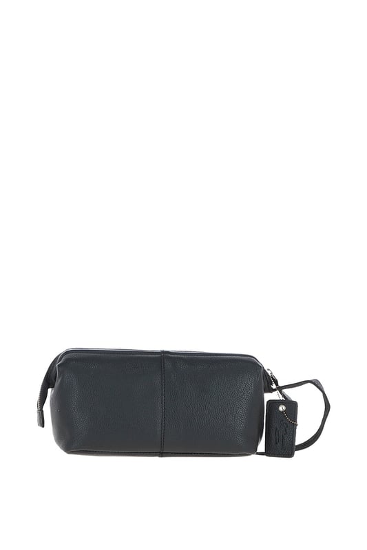 Crafted from rugged, full-grain leather, this vintage-style washbag features a spacious main compartment with a zip closure, 1 outer zip pocket for easy-access items, and 3 internal pockets to keep toiletries neatly organized. Its distressed finish adds a timeless, masculine edge, while gold-coloured hardware enhances the classic design. Dimensions: 26 cm (L) x 12 cm (W) x 13 cm (H).
