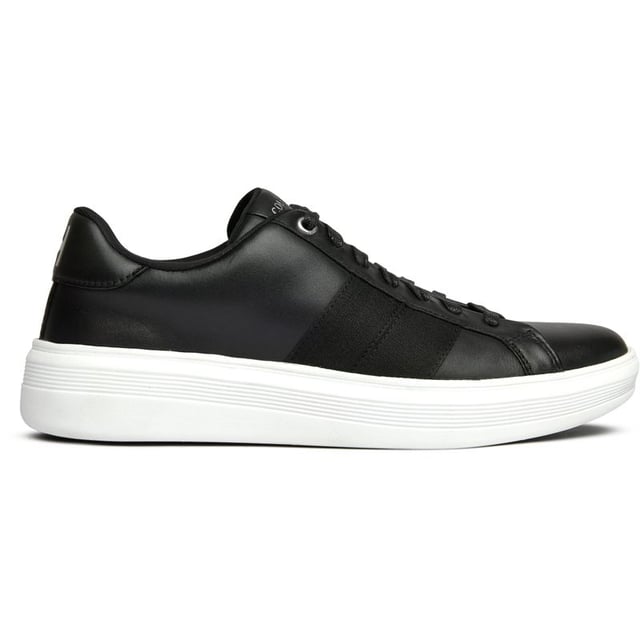 Zapatillas Cole Haan Grand Crosscourt Premier negras para hombre, fabricadas en piel y suela de goma. Incluyen: plantilla ligera y acolchada, logo de Cole Haan y suela Grand 360.