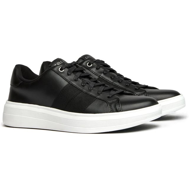 Zapatillas Cole Haan Grand Crosscourt Premier negras para hombre, fabricadas en piel y suela de goma. Incluyen: plantilla ligera y acolchada, logo de Cole Haan y suela Grand 360.