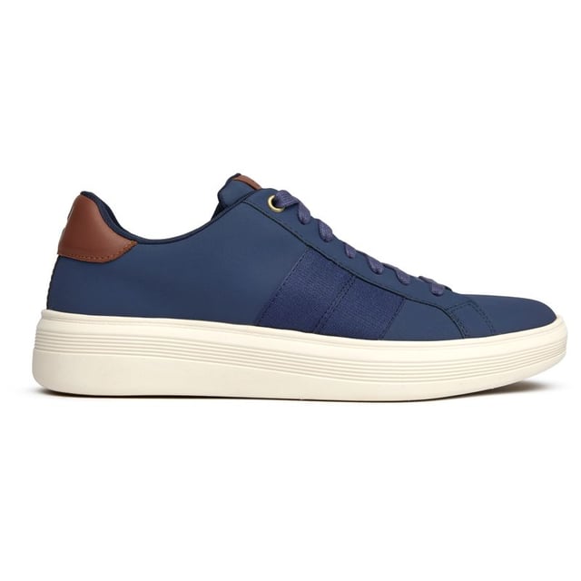 Zapatillas Cole Haan Grand Crosscourt Premier azules para hombre, fabricadas en piel y suela de goma. Incluyen: plantilla ligera y acolchada, logo de Cole Haan y suela Grand 360.