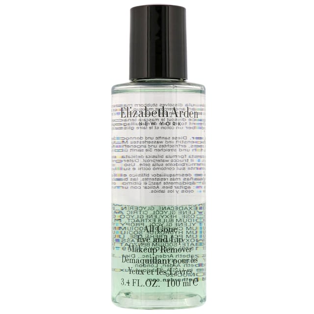 Experience the power of Elizabeth Arden's All Gone Eye and Lip Makeup Remover. This innovative two-phase formula effortlessly dissolves even the most stubborn waterproof makeup, ensuring a gentle yet effective cleanse without irritation. Enriched to soften and comfort your skin, it leaves your complexion feeling refreshingly smooth and clean. Simply shake well, apply with a cotton pad, and rinse with water for radiant results. Dermatologist and ophthalmologist tested, this makeup remover is perfect for all skin types.