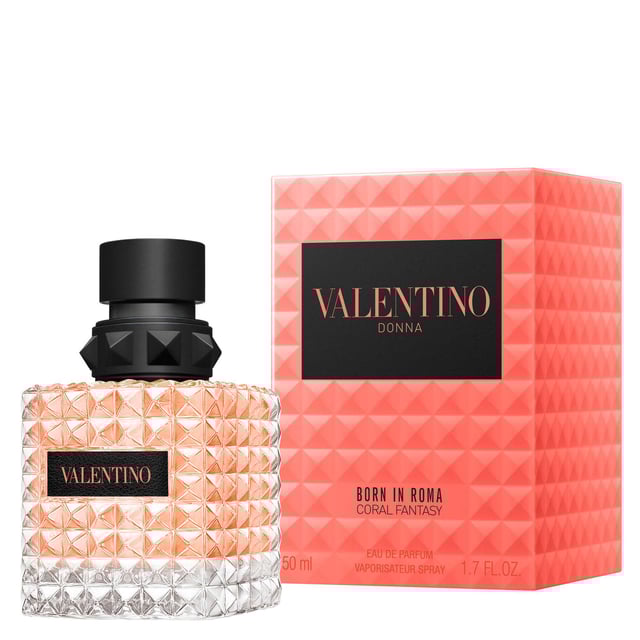 Experience the enchanting allure of Valentino Donna Born In Roma Coral Fantasy Eau de Parfum. This exquisite fragrance captures the essence of a Roman sunset with vibrant notes. The top note features a refreshing kiwi accord blended with sparkling orange for a bold introduction. At its heart, a luxurious infusion of jasmine flowers creates a modern floral bouquet. Finally, the warm base note of ambrette seeds adds a soft, textured finish. Housed in a stunning coral bottle inspired by Rome's twilight, this 50ml perfume is a must-have for every woman.