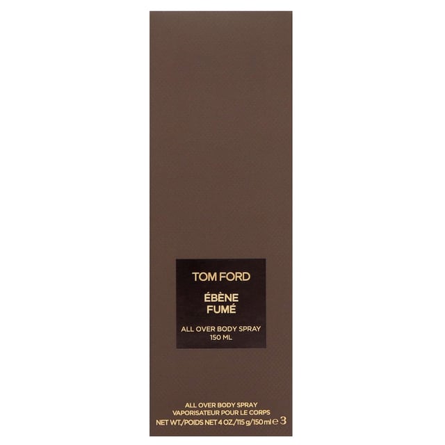 Tom Ford Private Blend Ébène Fumé All Over Body Spray - 150ml Experience the luxurious allure of Tom Ford's Private Blend Ébène Fumé All Over Body Spray. This unisex fragrance delivers a warm and smoky aroma, featuring a captivating blend of palo santo, cistus absolute, and invigorating black pepper. As it unfolds, deeper notes of dark ebony wood and sumptuous leather create an indulgent scent experience that lingers throughout the day. Perfect for any occasion, this 150ml body spray is designed for those who appreciate the finer things in life. Elevate your fragrance game with this exquisite scent.