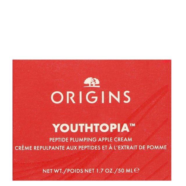 Transform your skincare routine with Origins Youthtopia Peptide Plumping Apple Cream. This remarkable cream is powered by over 50,000 apple stem cells, delivering intense hydration for bouncy and plump skin. Enriched with apple seed oil, squalane, and apple peel ferment, it revitalizes your complexion, strengthens the skin barrier, and minimizes the appearance of pores. Experience healthier-looking skin that radiates vitality. For optimal results, apply to a cleansed face and neck every morning and/or evening. Suitable for women, this cream is a must-have for your beauty arsenal.
