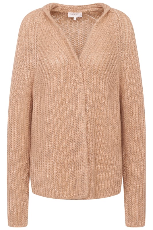 Hülle dich in den lässigen Charme des Two-tone-Cardigans von bugatti. Dieser offene Cardigan aus einer luxuriösen Alpaka-Wollmischung besticht durch sein einzigartiges Patentstrickmuster und seine gemütlichen Raglanärmel. Der schmeichelnde Schalkragen rundet das entspannte Design ab. Ein stilvoller Begleiter für kühle Tage!