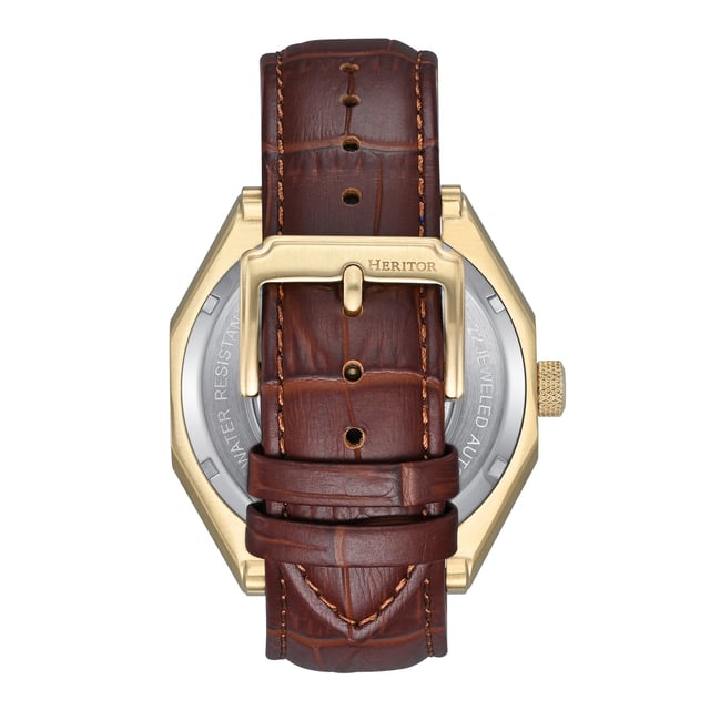 Gehäuse aus 316L-Edelstahl, Sichtbarer Gehäuseboden aus 316L-Edelstahl, Leuchtzeiger aus Messing, 24-Stunden-Zeiger, Krone aus Edelstahl mit eingeätztem Logo, Armband aus echtem Leder, Schnalle mit eingraviertem Logo aus Edelstahl, Mineralglas mit Saphirbeschichtung, importiertes Automatikwerk mit 22 Steinen, Gehäusedurchmesser 43 mm mit Krone 48 mm, Gehäusedicke 13 mm, Bandbreite 22 mm, wasserdicht bis 5 ATM